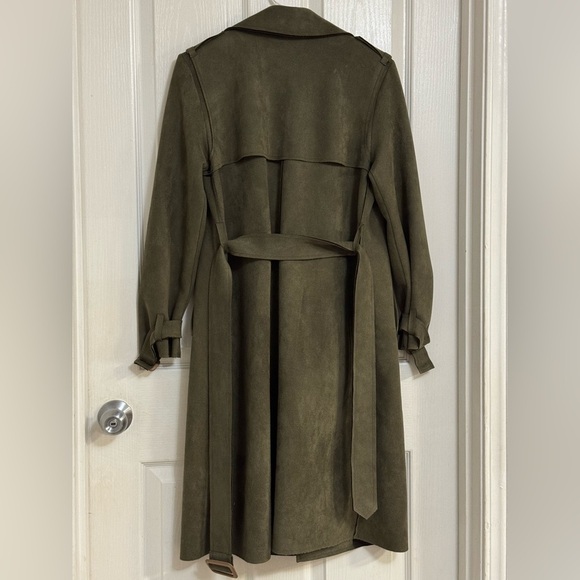 Anthropologie Harley Faux Suede Trench Coat – Olive Green – Size XS - Picture 7 of 9